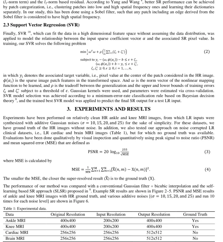 Table 1: Experimental data.  