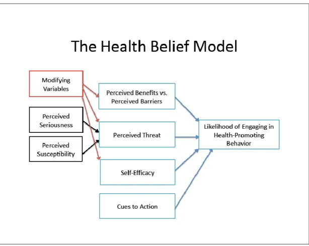 Figure 1. Graphic description of the health belief model. Adopted from Wikipedia at  https://en.wikipedia.org/wiki/File:The_Health_Belief_Model.pdf  