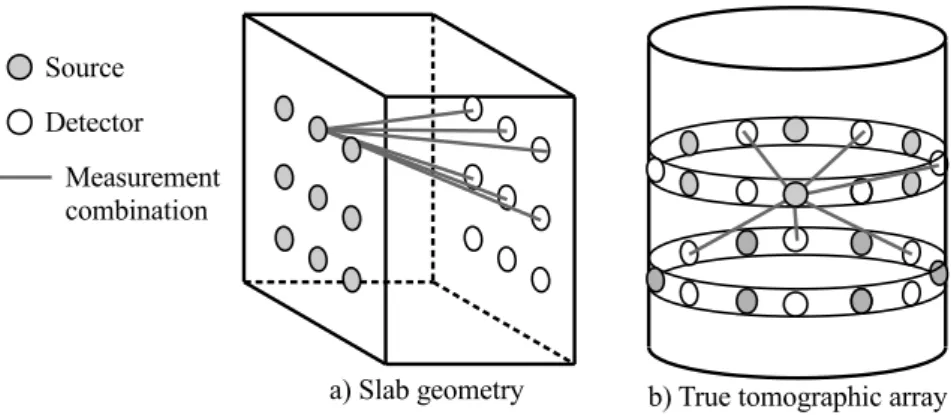 Figure 2.8: Tissue geometries used for tomographic studies of breast and brain tissues.