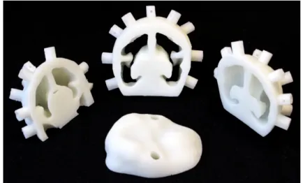 Fig. 4. The premature infant head phantom was printed in four pieces so that the hollow brain  space could be cleaned of support structures