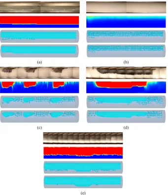 Fig. 8. Visualisation results on typical horizontal ﬂow regimes (Flow direction from right to left)