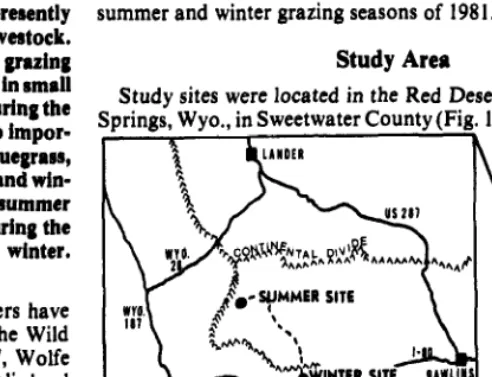 Fig. 1. Locations ofsummer and pattern prevails over both areas. Yearly precipitation averages 21.5 cm with approximately usually occurs from October to May (BLM 1978 a,b)