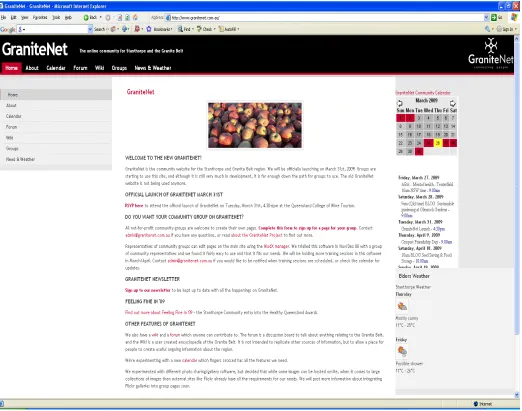 Figure 4.3:  GraniteNet Homepage (Thursday 26 March, 2009) 