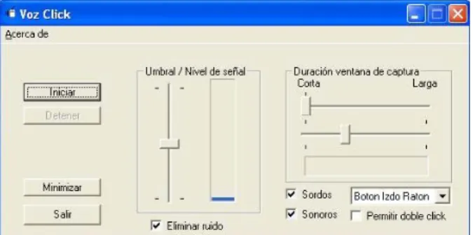 Fig. 2. “VozClick” user interface 