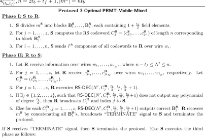 Figure 6.2:A Three Phase Communication Optimal PRMT Protocol ToleratingAmobile(tb,tf), n = 2tb + tf + 1, |mS| = ntb