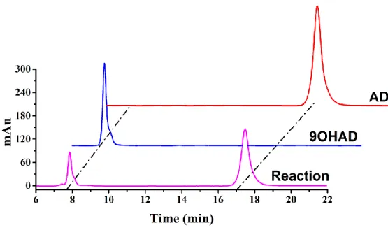 Figure S8 Confirmation of the enzymatic conversion of AD to 9OHAD using HPLC. 