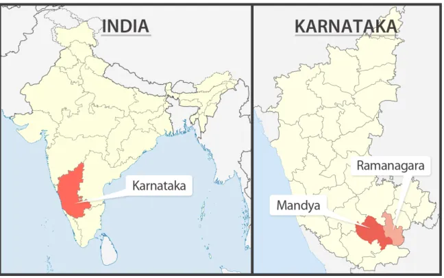 Figure 1. Map of the districts under research  