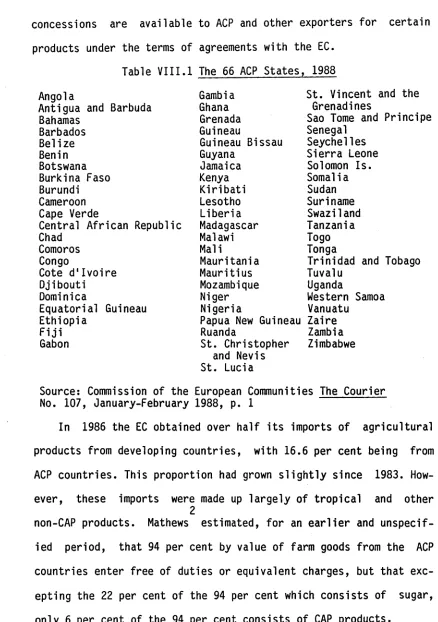 Table V III.1 The 66 ACP States, 1988