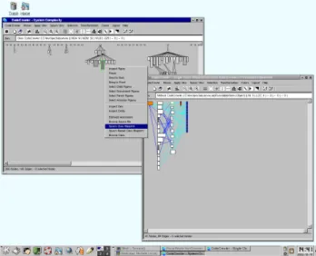 Figure 7. CodeCrawler at work. The context menus are dynamically built depending on the entity or relationship that is selected.