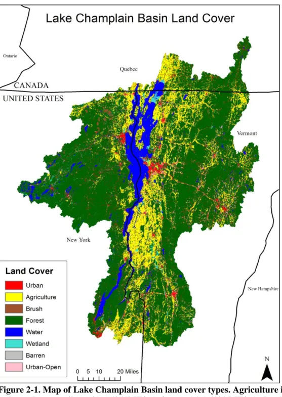 Figure 2-1. Map of Lake Champlain Basin land cover types. Agriculture is 