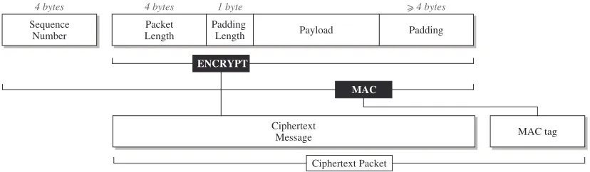 Fig. 1. SSH BPP packet format and cryptographic processing