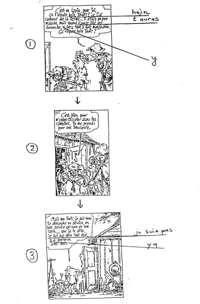 Table 3: Example of a cartoon in which the language used portrays exemplesof features of spoken grammar 5