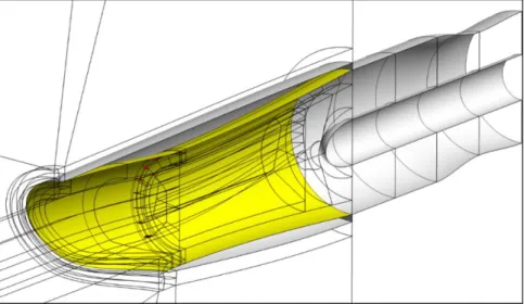 Figure  4.    Structured,  multi-block  grid  topology  about  the  STEX  inlet and the vane-type vortex generators