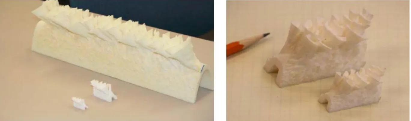 Figure 1.7: Full, 1/3, and 1/5 scale ice shapes made from the 3-D laser scanner method