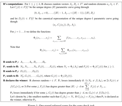 Figure 1: One-round refereed game for the sum-check task