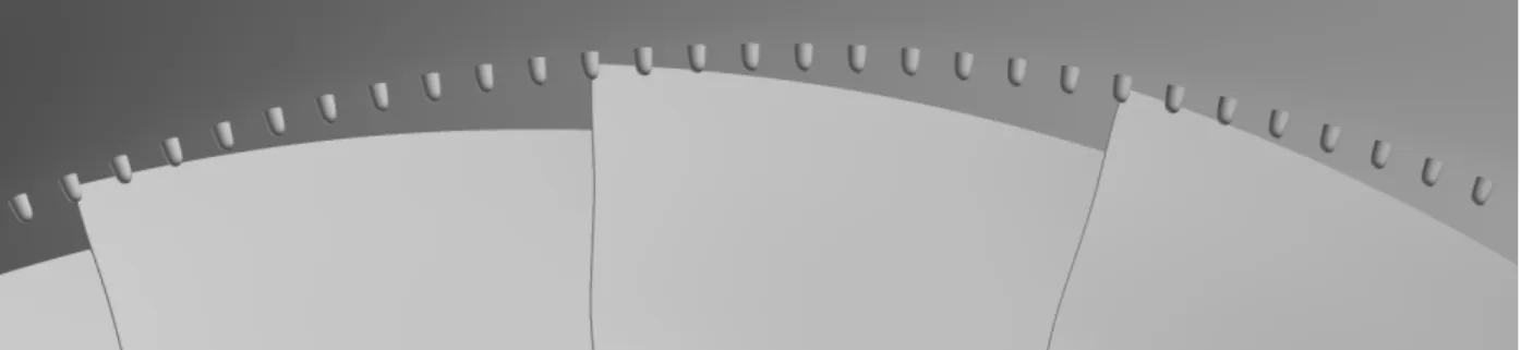 Figure 3.6 Aft-looking-forward view of dome studs and blades.