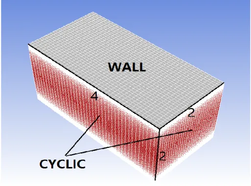 Figure 4.3 Mesh and boundary conditions at Re τ  = 2000 