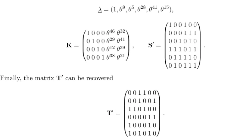 Fig. 5. Private key of a (Multi-)HFE with parameters: q = 2, N = 1, d = 6, and D = 3.