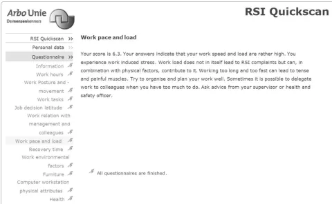 Figure 2 An example of the individual feedback on the questionnaire results.