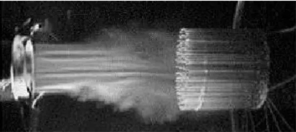 Figure 1.4: Smoke visualization of axisymmetric jet into hot-wire array, Citriniti &amp;