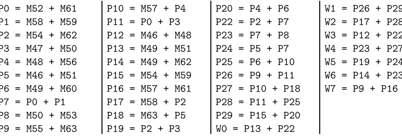 Figure 8: Bottom linear transform in forward direction. Outputs are S0 . . . S7.