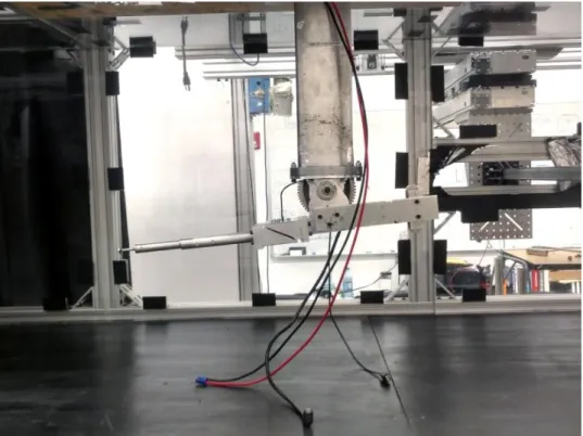Figure 3. Wind Tunnel Test Section with View of Variable Pitch Sting Mount and Boom. 