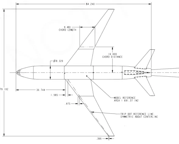 Fig. 2b Top view and principle dimensions of the Ames Check Standard Model.