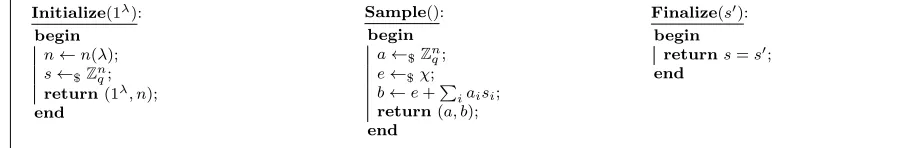 Fig. 8. Game LWEn,q,χ.