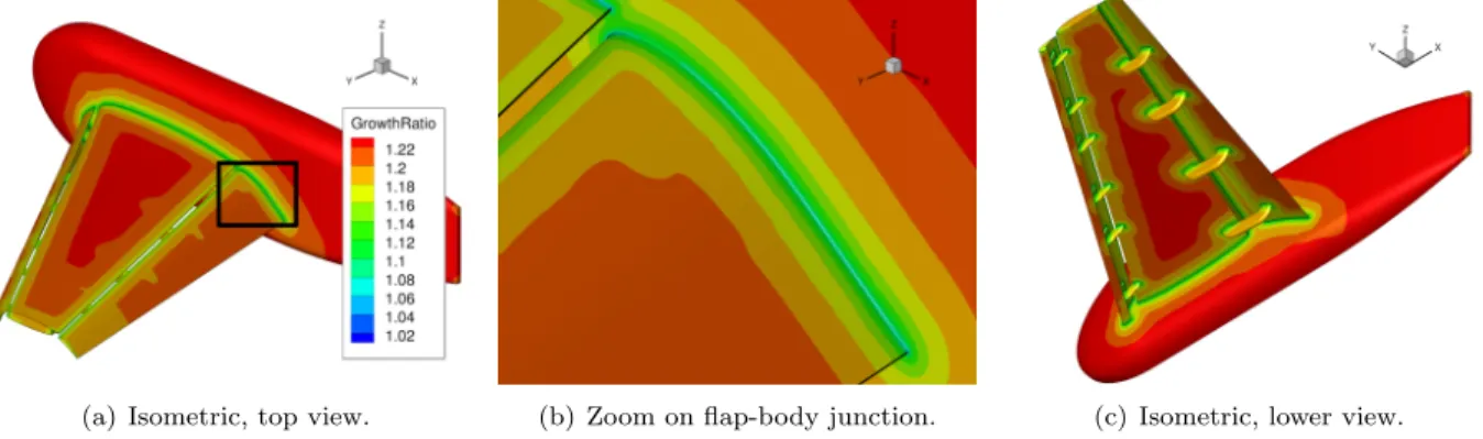 Figure 3. Expansion ratio surface distribution for configuration 1 with brackets.
