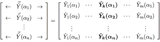 Figure 1: The vectors received by Pi form a matrix; error correction is run on the columns