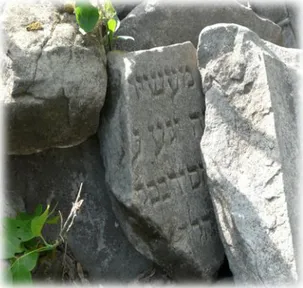 Figure 1 – Vandalised gravestones at the New Cemetery, Walecznych Street, Lublin, Poland (photograph by the author)  Quote by Sandor Marai (Writer), from an inscription at the Dohány Street Synagogue, Budapest