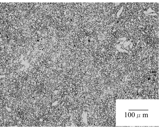 Figure 6. The optical microstructure photograph of as-extruded AZ31+LaPrCe alloy. 