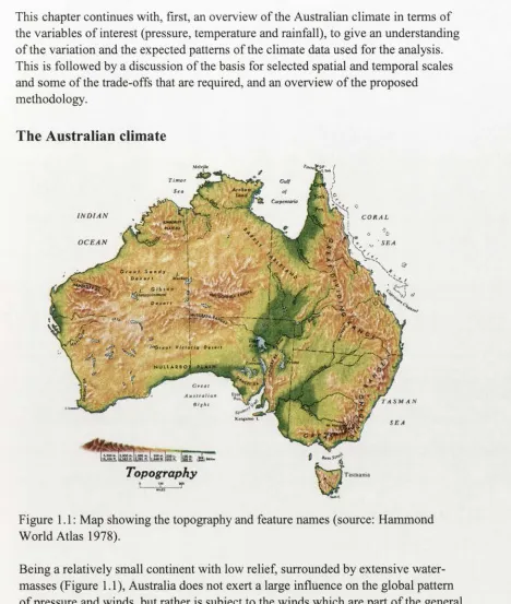 Figure 1.1: Map showing the topography and feature names (source: Hammond World Atlas 1978).