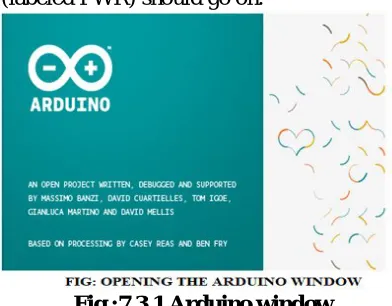 Fig :7.3.1 Arduino window Open the blink example 