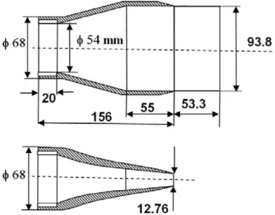 Fig. 1 Baseline nozzle geometry with measurements.