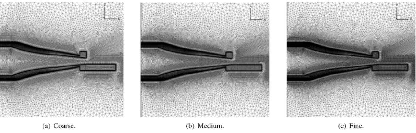 Fig. 6 Mixed-element grid series for nozzle with aft-deck configuration.