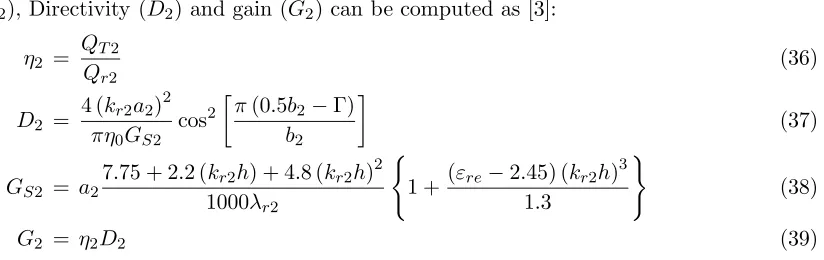 Figure 5. Equivalent resonant parallel R-L-C circuits to calculate the input impedance of upper patch.