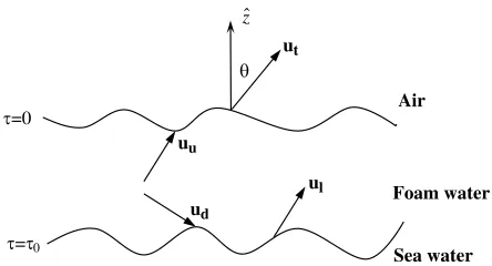 Figure 5. Geometry of emission from foam-covered ocean surface layer.