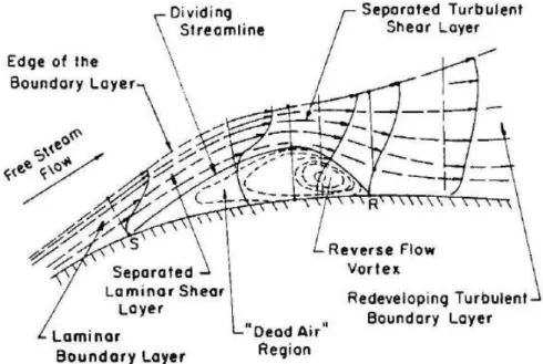 Figure 1.2: Time average structure of a short laminar separation bubble. After [50].