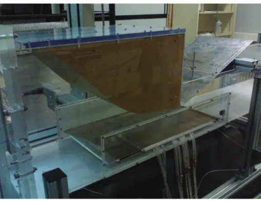 Figure 3.10: General view of the asymmetric test section. Contoured Wall A. Plate A.