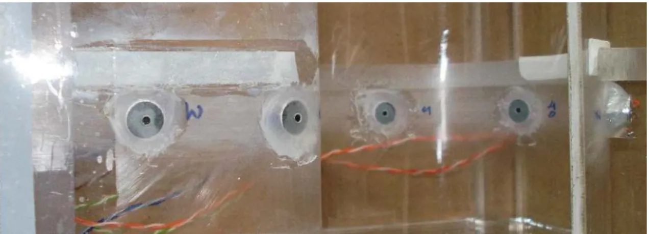 Figure 2.10. Top view of the central row of condenser microphones.