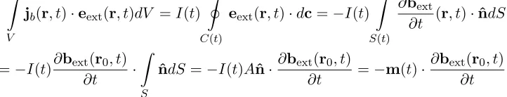 Figure 3. Perfectly electrically conducting (PEC), electrically small, rotating, thin, rigid wire loopdistribution ismagnetic ﬁelds,bycarrying an initial current I0 and subject to an external ﬁeld so that the total microscopic current jb, which produces a 