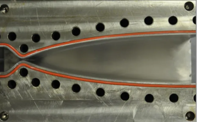 Figure 3.2 Contours of the Mach 4.9 nozzle used in the current study. Flow is from left to right