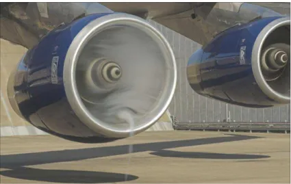 Figure 1.1: Visualization of an ingested ground vortex on a Rolls-Royce RB211-524G c Peter Thomas 2005