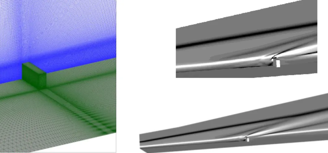 Figure  14.    Close-up  of  the  surface  and  symmetry  plane  tetrahedral  meshes  for  the  3D  rectangular  prism roughness