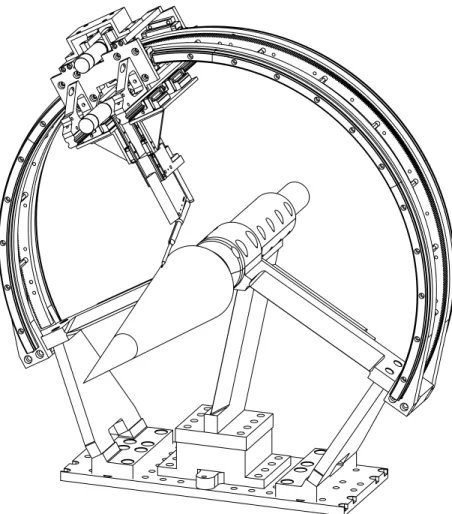 Figure 2.8: Three-dimensional traversing mechanism aﬃxed to 7 ◦ cone model.