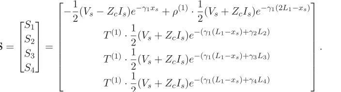 Figure 6. The divided two-junction network. (a) Dividing point; (b) the ﬁrst unit with excitationsource; and (c) the second unit with a virtual branch of zero length.