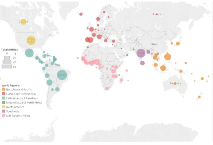 Figure 10. Locations of all Scientific Articles Published on Small-scale Fisheries 