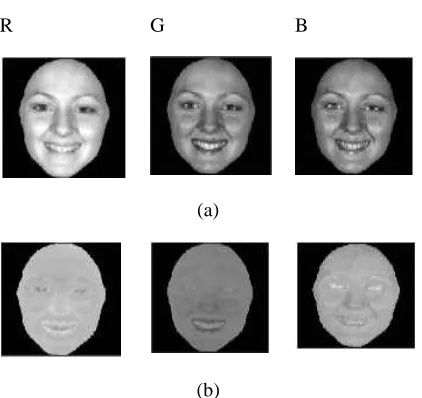 Fig 2: Facial expression images: (a) the original color components (b) the normalized color components