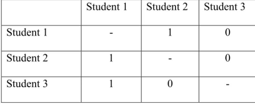Figure 1:  Example Social Network Matrix  3.5.2 Multitrait Multimethod (MTMM) 